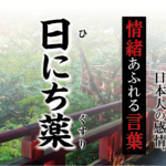 【日にち薬（ひにちぐすり）】－ 現代に使いたい日本人の感情、情緒あふれる言葉