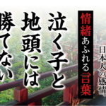 【泣く子と地頭（じとう）には勝てない】－ 現代に使いたい日本人の感情、情緒あふれる言葉