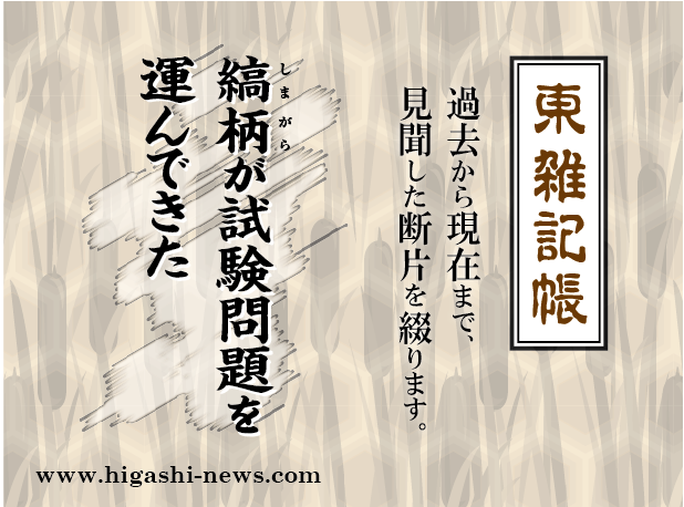 東 雑記帳 － 縞柄が入試問題を運んできた