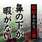 【鼻の下が暇がない（はなのしたがひまがない）】－ 現代に使いたい日本人の感情、情緒あふれる言葉