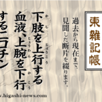 東 雑記帳 － 下肢を上行する血液、上腕を下行するニコチン