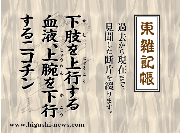 東 雑記帳 － 下肢を上行する血液、上腕を下行するニコチン