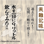 東 雑記帳 － 水を一日に９リットル飲んでみた！