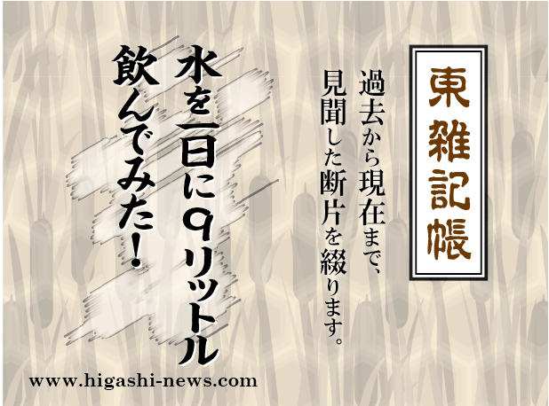 東 雑記帳 － 水を一日に９リットル飲んでみた！